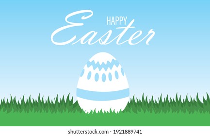 Vector Illustration of Happy Easter Holiday with Egg, Flower. International Celebration Design with Typography for Greeting Card, Party Invitation or Promotion Poster.
