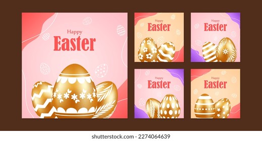 Vector illustration of Happy Easter Instagram stories set mockup template