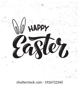 Vector illustration of Happy Easter as logotype, icon, design. Resurrection Sunday postcard, card, invitation, greeting, poster, banner. Hand lettering and handwritten sketched. EPS 10
