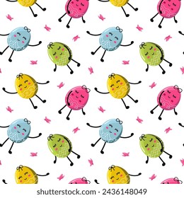 Vector illustration of happy Easter pattern, sstkEaster, eggs, eyes, bows