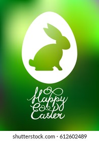 Vector illustration of 'Happy easter' poster with bunny