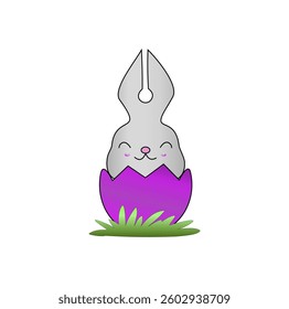 Vector illustration Happy Easter. Rabbit, eggs and grass. suitable for Banner and Poster Templates