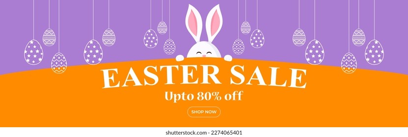 Vector illustration of Happy Easter Sale banner template