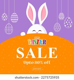 Vector illustration of Happy Easter Sale banner template