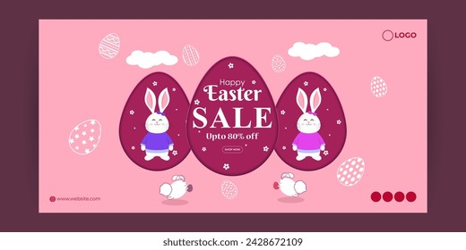 Vector illustration of Happy Easter Sale social media feed template