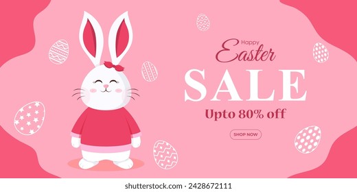 Vector illustration of Happy Easter Sale social media feed template