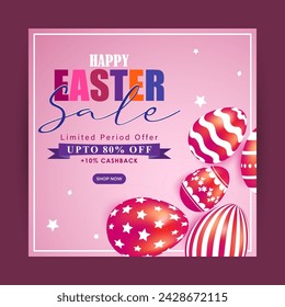 Vector illustration of Happy Easter Sale social media feed template