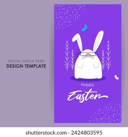 Vector illustration of Happy Easter social media feed template
