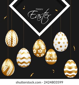 Ilustración vectorial de la plantilla de feed de redes sociales Feliz Pascua