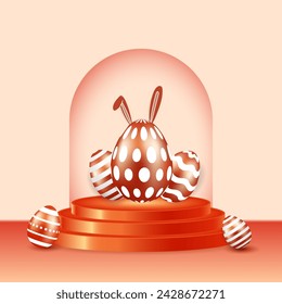 Vector illustration of Happy Easter social media feed template