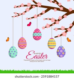 Vector illustration of Happy Easter social media template