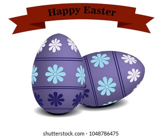 Vector illustration of Happy Easter text with eggs