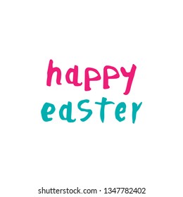 Vector illustration of Happy Easter text. Flat design spring banner of modern calligraphy style. Vector Easter poster background template