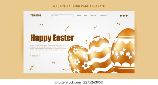 Vector illustration of Happy Easter Website landing page banner Template