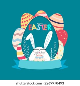 Vector illustration of Happy Easter wishes greeting