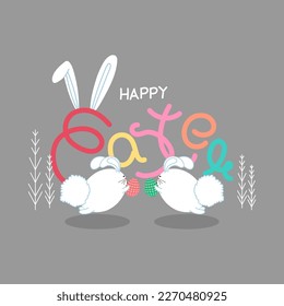 Vector illustration of Happy Easter wishes greeting