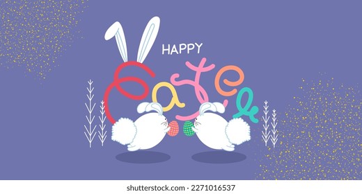 Vector illustration of Happy Easter wishes greeting