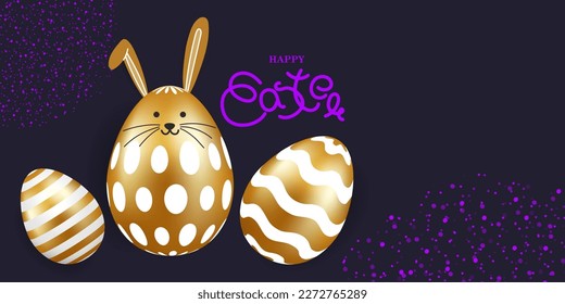 Vector illustration of Happy Easter wishes greeting