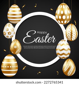 Vector illustration of Happy Easter wishes greeting