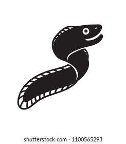 Vector illustration of a happy eel character isolated on white