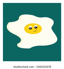 Vector illustration of a happy egg on turquoise background 