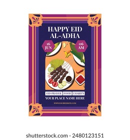 Ilustración vectorial del cartel del volante Feliz Eid Al Adha