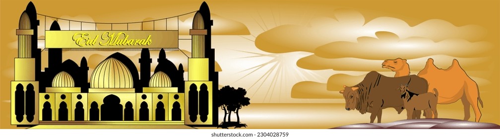 Vector illustration of Happy Eid al-Adha greeting card