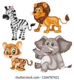 Different Types Wild Animals Illustration Stock Vector (royalty Free 