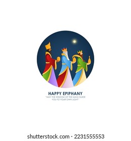 Vector illustration of Happy Epiphany Christian festival three wise men
