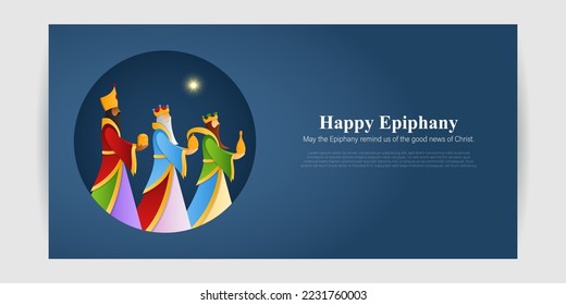Vector illustration of Happy Epiphany Christian festival three wise men