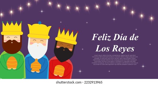 Vector illustration of Happy Epiphany Christian festival three wise men