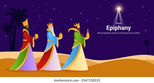 Vector illustration of Happy Epiphany social media template
