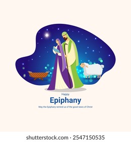 Vector illustration of Happy Epiphany social media template