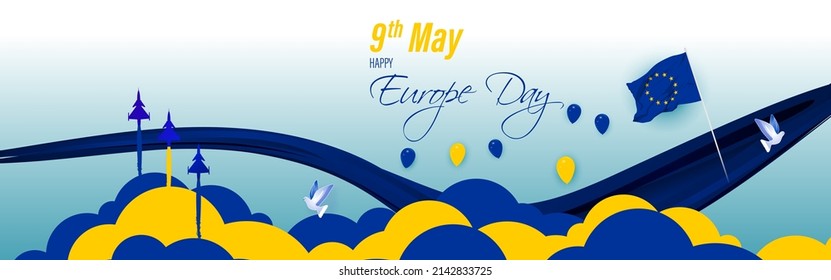 Vector illustration for happy Europe day.