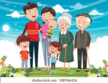 Vector Illustration Of Happy Family