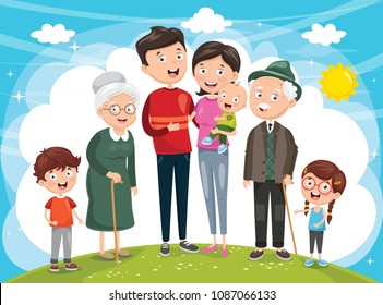 Vector Illustration Of Happy Family