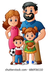 Vector illustration of Happy family cartoon