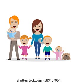 Vector illustration of happy family character 