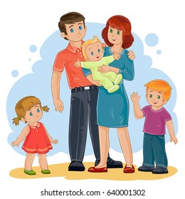 5人の幸せな家族 父 母 娘 息子 赤ちゃん ポーズを合わせたベクターイラスト のベクター画像素材 ロイヤリティフリー Shutterstock