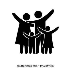 Vector illustration of happy family icons. Father, mother, daughter and son on a white background