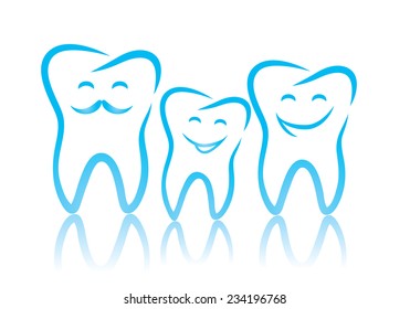 Vector Illustration Of Happy Family Of  Teeth