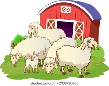 Vector illustration of happy farm animals.