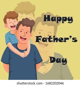 Vector illustration, happy father with a son. Happy Father's day card, banner, poster design.