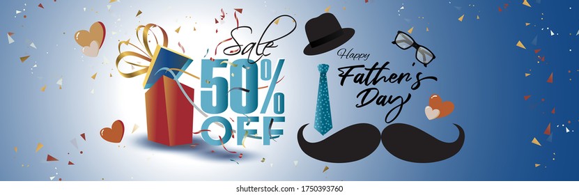 vector illustration for happy fathers day sale/offer banner 