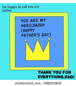 vector illustration of happy father's day greetings that have a picture of a crown