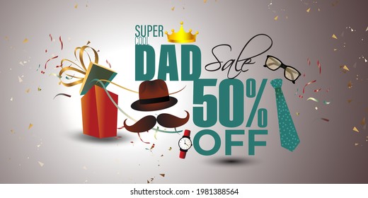 vector illustration for happy Father's day sale banner