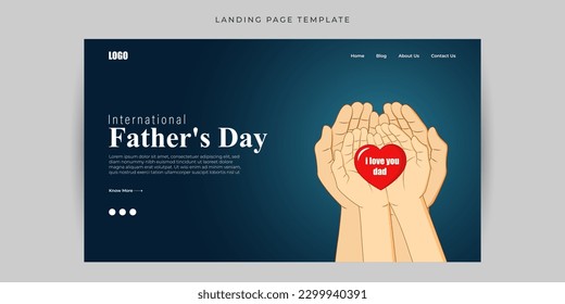 Vector illustration of Happy Father's Day 18 June Website landing page banner mockup Template