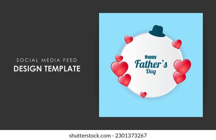 Vector illustration of Happy Father's Day 18 June social media feed story mockup template