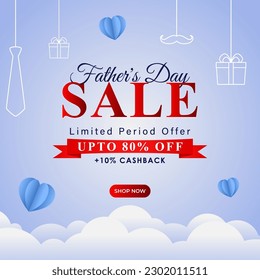 Vector illustration of Happy Father's Day Sale social media story feed set mockup template