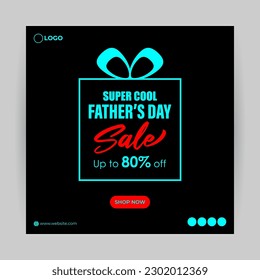 Vector illustration of Happy Father's Day Sale social media story feed set mockup template